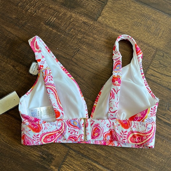 Time and Tru Women's Classic Plunge Swim Bikini Top Size S (4-6) Paisley print - Picture 8 of 10